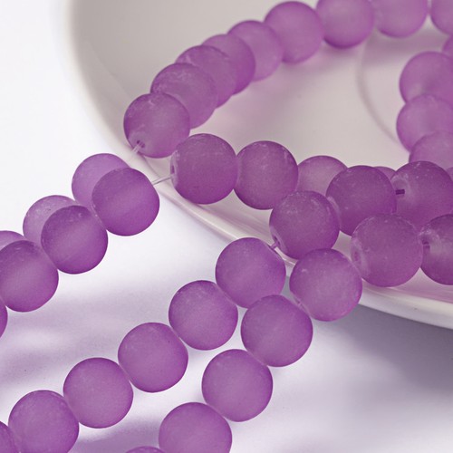 1Strand Transparent Glass Beads Frosted Round Mutli-Color for Jewelry Making - Picture 49 of 80
