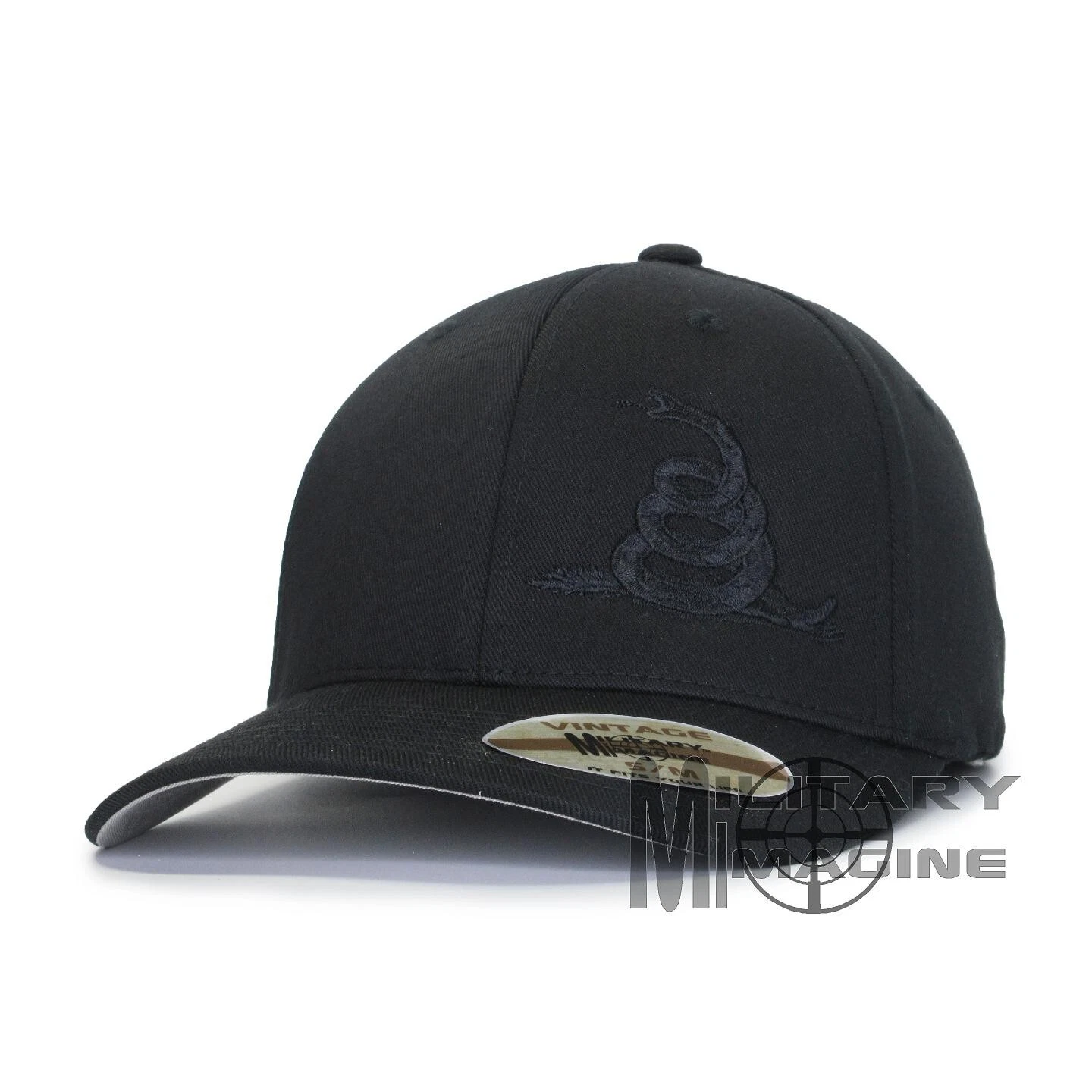 Snake Rattlesnake Logo 2A hat Black on Black Cap Flexfit Cap