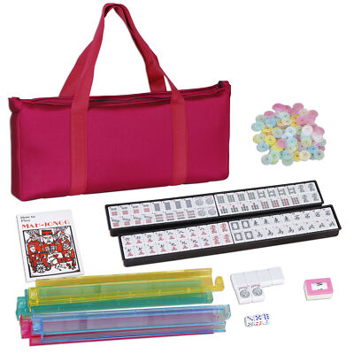 American Mahjong Set 166 Tiles 4 Colors Pushers/Racks with Soft Bag Play Fun