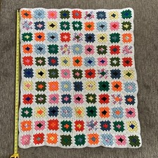 VTG Granny Square, Crochet Baby Or Throw Blanket/Afghan Hand Made Approx 44  x37  