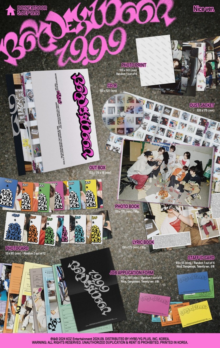 BOYNEXTDOOR 3rd EP Album 19.99 Nice Ver. CD+P.Book+P.Card+Lyric+F