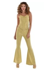 Gold Disco Jumpsuit - Metallic - Costume - Women - 2 Sizes