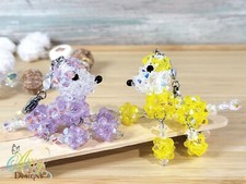 Beaded Crystal Poodle Dog Keychain Handmade Bag Keychain Phone Keyring Cute Dog