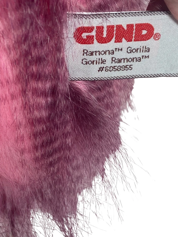 NEW GUND Ramona Gorilla Plush Monkey Stuffed Animal Pink 11.5” Baby Gift - Image 4 of 4