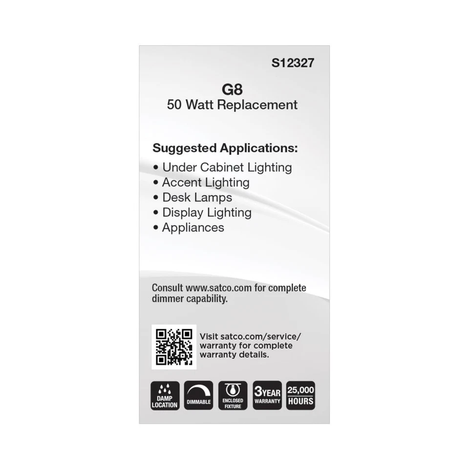 Satco S12327 - 6.5 Watt Mini LED Bulbs - G8 Base - 5000K ( 2, 5, 10 or 20 Pack) - Image 4 of 4