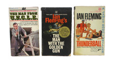 James Bond book lot Fleming Thunderball, Man Golden Gun, Man From U.N.C.L.E., PB