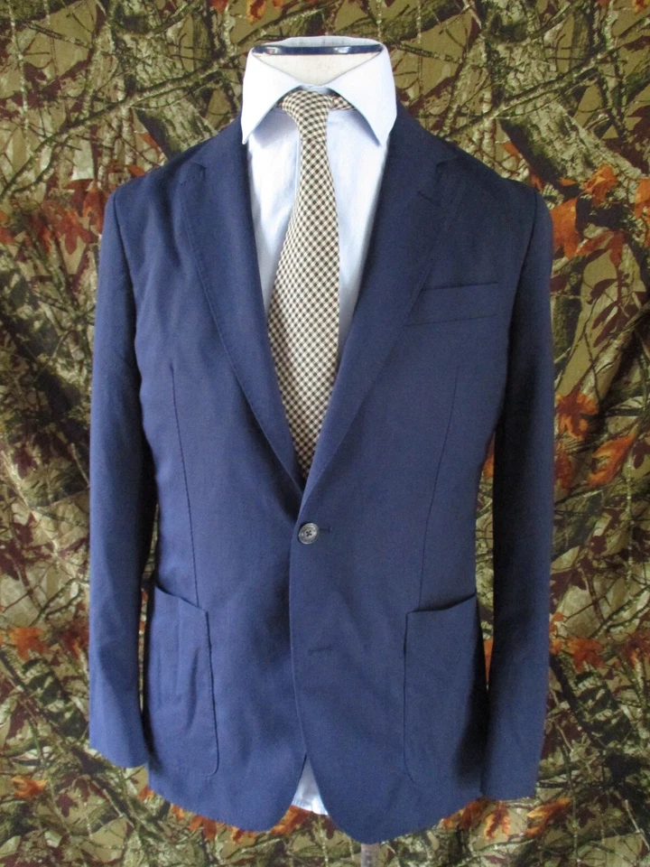 Hackett Mayfair dark blue all season wool modern blazer sport coat jacket 38S - Image 2 of 4