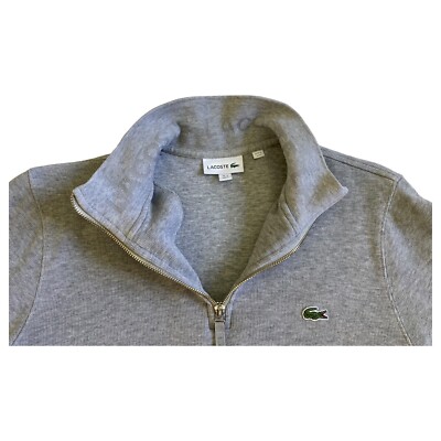 LACOSTE グレー ジップアップトレーナー Medium Lacoste Men's Grey Quarter-Zip Sweatshirt M Preppy Gray