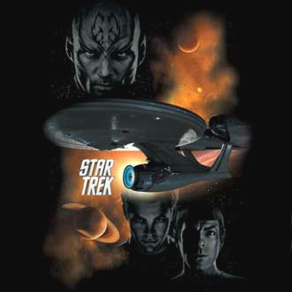 ALTRA NUOVA 2009 Star Trek Movie Galactic Struggle Enterprise camicia nera NUOVA NON INDOSSATA