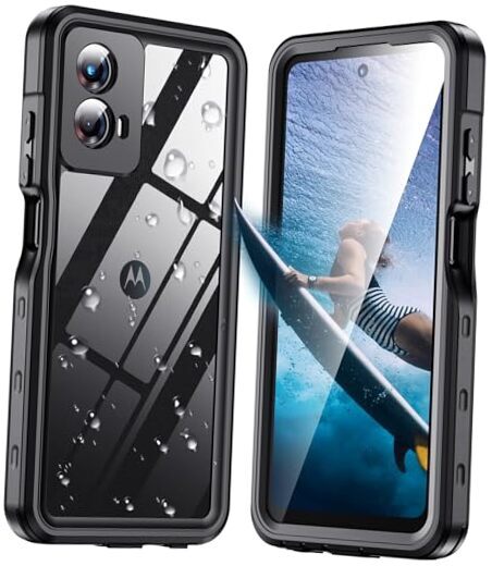 WAVELIFE for Case Waterproof Full Body Heavy Duty Motorola Moto G 5G 2024 Black