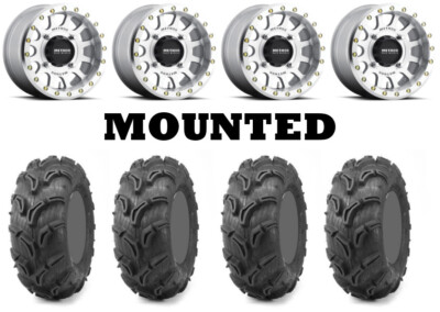 Kit 4 Maxxis Zilla Tires 28x9-14/28x11-14 on Method 401 Beadlock Machined HP1K