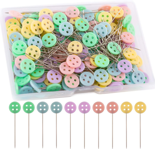 200Pcs Flat Button Head Pins with a Storage Box Assorted Colors Decorative Pins  - Picture 1 of 6