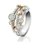 Round Real Moissanite Women's Classic Trio Set Ring In 14K Two Tone Gold Plated