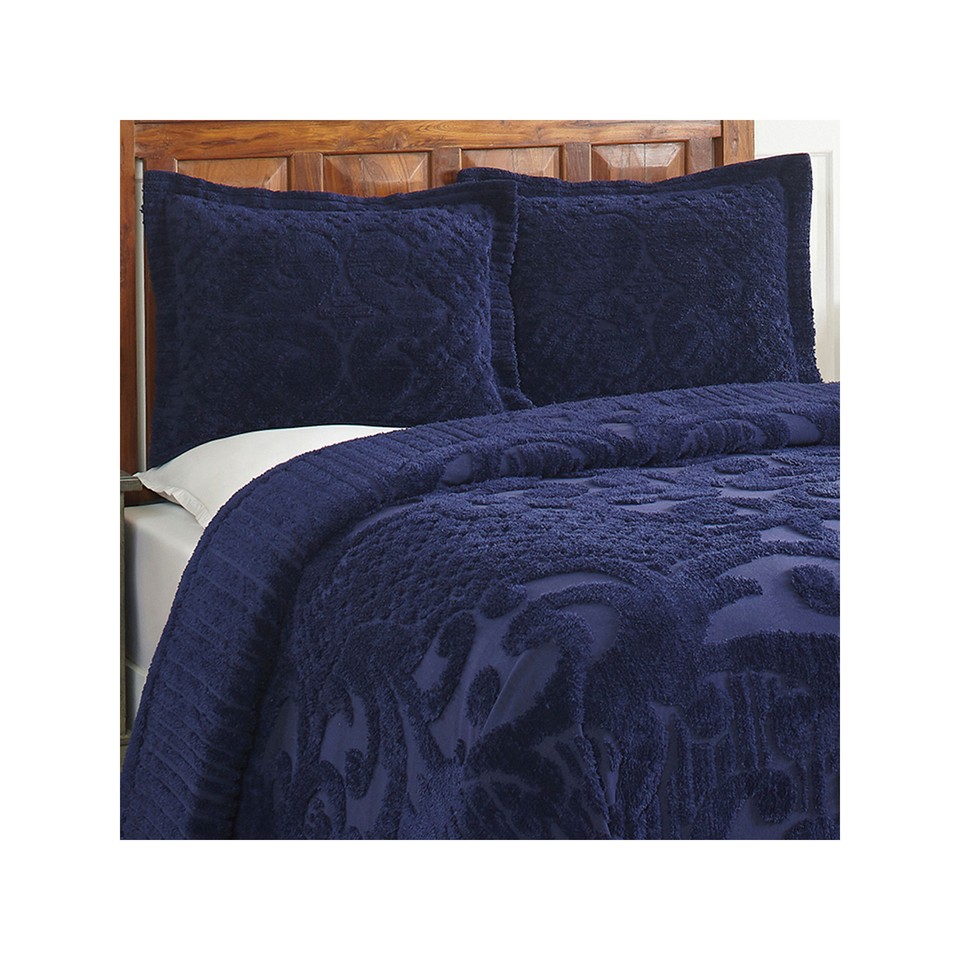 Better Trends Ashton Chenille Bedspread NAVY ONE SIZE eBay