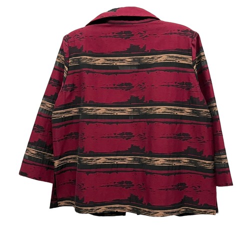Misook Jacket Women L XL Ruffle Collar Hook & Eye Abstract Pattern Sheer $388 - Picture 12 of 17