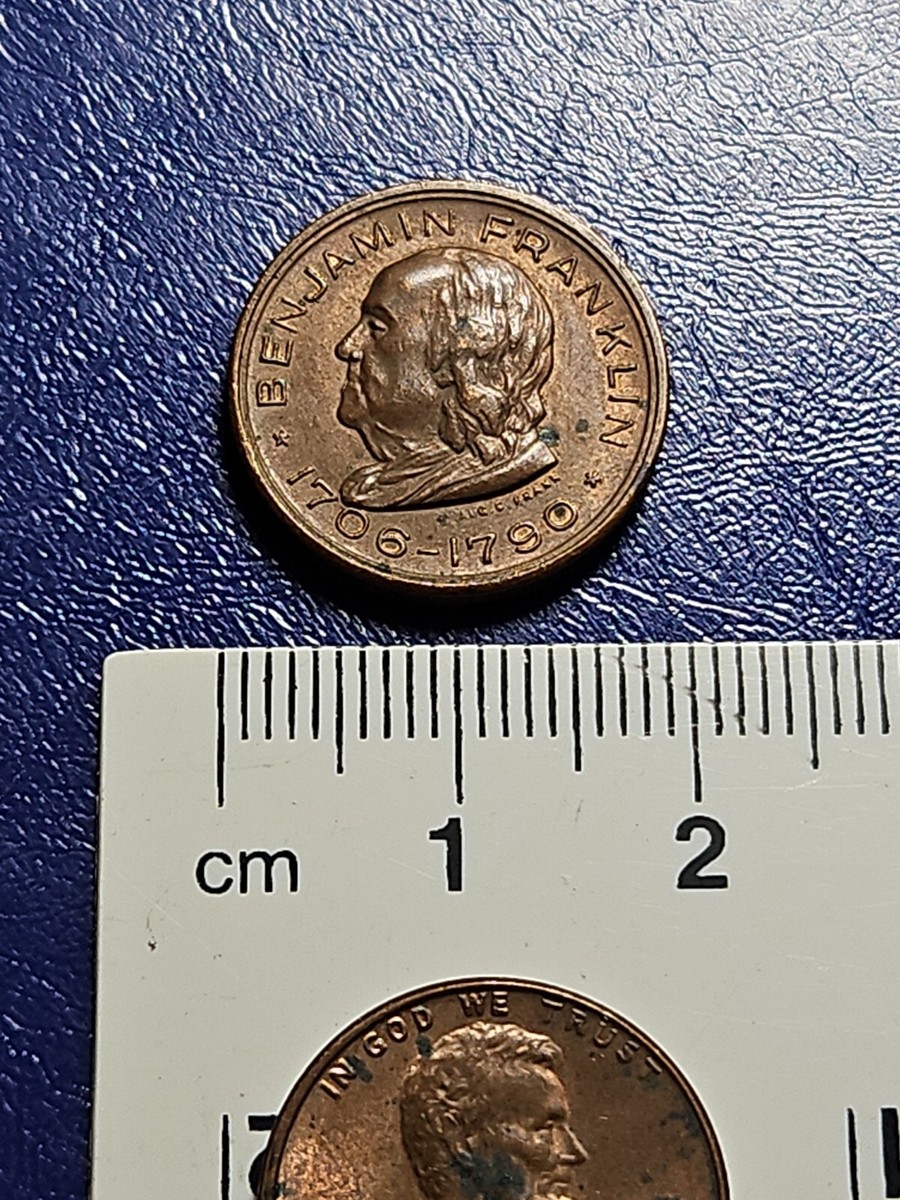 1706-1790 Benjamin Franklin Memorial Souvenir Coin/Token (M.T.