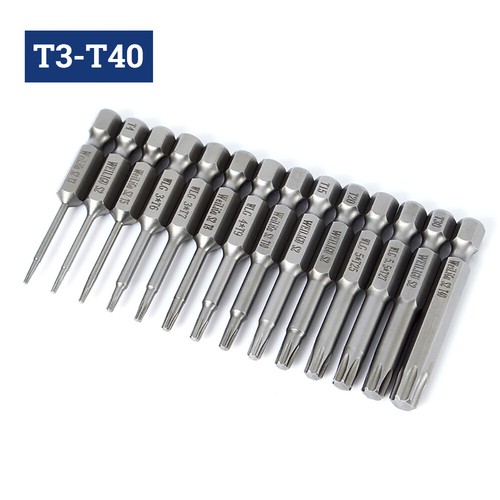 Solid Torx Screwdriver Bit Magnetic 1/4" Hex Star Security Pin T3 to T40 Long - Picture 14 of 59
