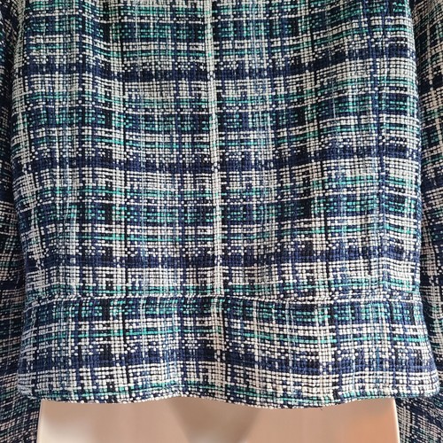 ETRO Jacket Blazer cotton silk woven Tweed Cropped blue sz 48 US 12 New - Picture 10 of 14