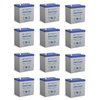Power-Sonic 12V 5AH SLA Battery Replacement for EB1250F2, ELB 1250A - 12 Pack