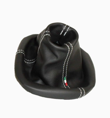 2007-15 Gear Stick Gaiter Schwarz Leder 500 Italienisch Rot Stickerei