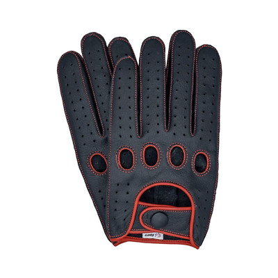 Riparo Reverse Stitched Touchscreen Texting Leather Driving Gloves - Black/Red