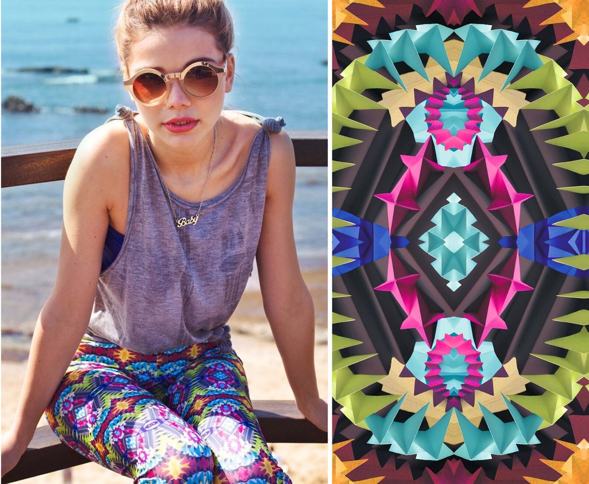Colorful retro leggings printed leggings quirky yoga pants
