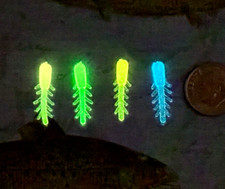 60 Jigs-4pkgs-1" GLOW Baits Saw Fishing-Crappie Ice Soft Plastic Lures Lot
