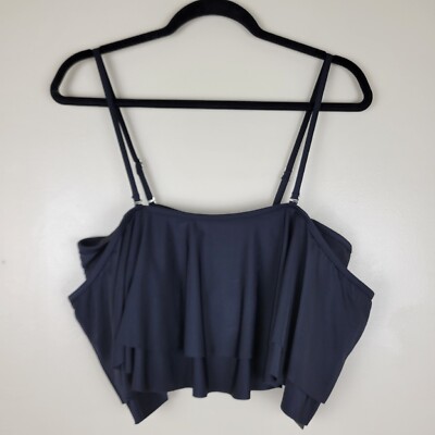 Tempt Me XL Black Ruffled Layered Bikini Top W/Adjustable Straps