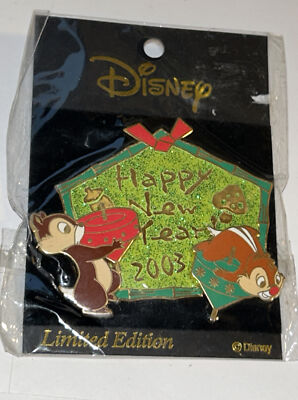 Disney 2003 HappyNewYear ピンバッジ LTD1500 DISNEYLAND HAPPY NEW