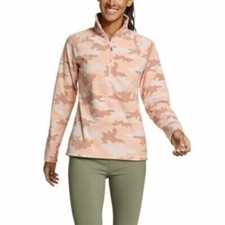 Eddie Bauer Women's Quest Fleece 1/4 Zip Pink Print Pullover - Women Size Small