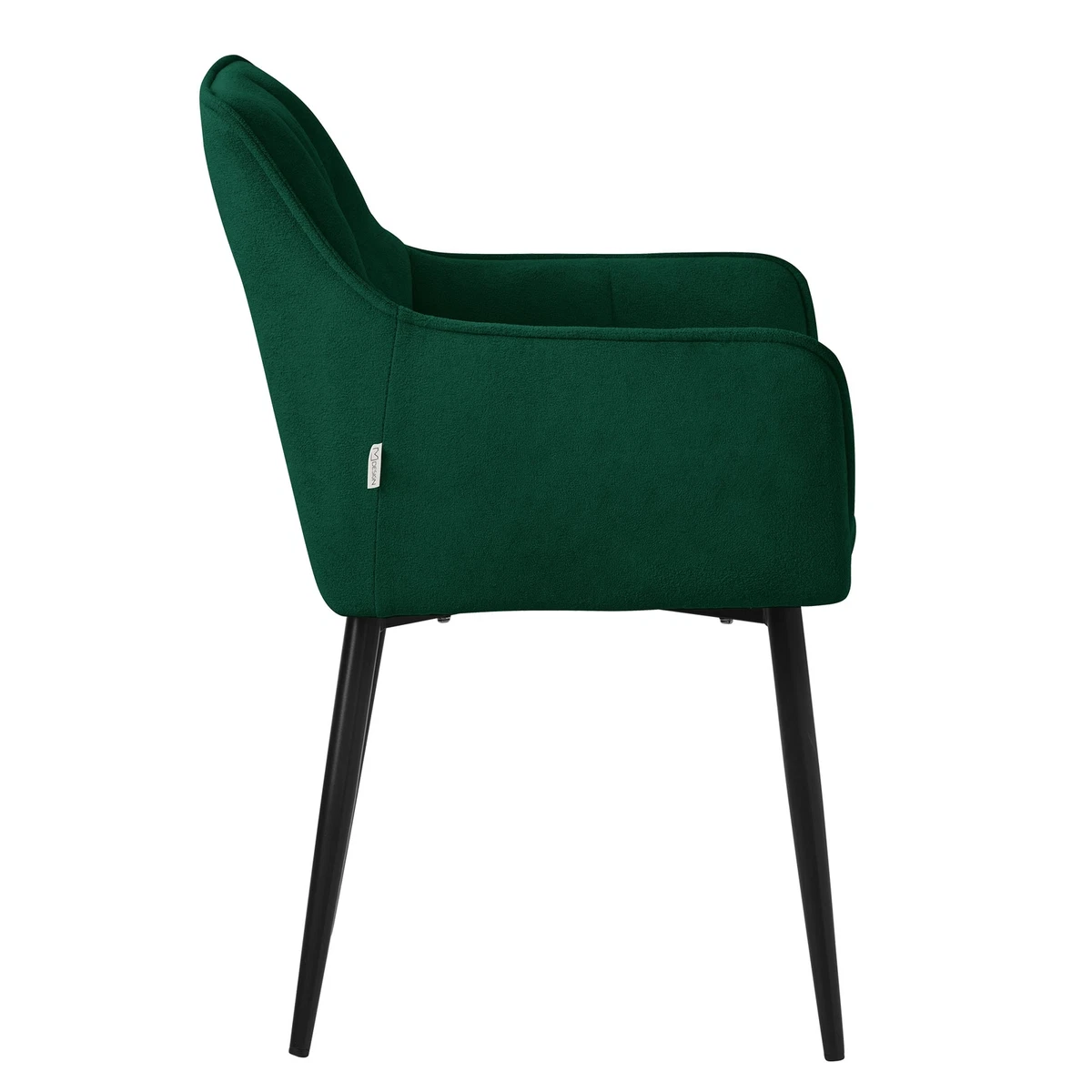4x Sillas de comedor verde de tejido de rizo asiento ergonómico con patas metal