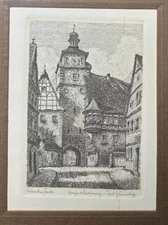 Ernst Geissendorfer Etching - Rothenburg 5.5” X 3.5” Signed