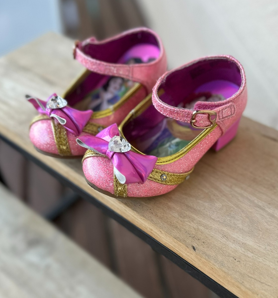 Toddler Pink Glitter High Heels Disney Princess Shoes Little Heels