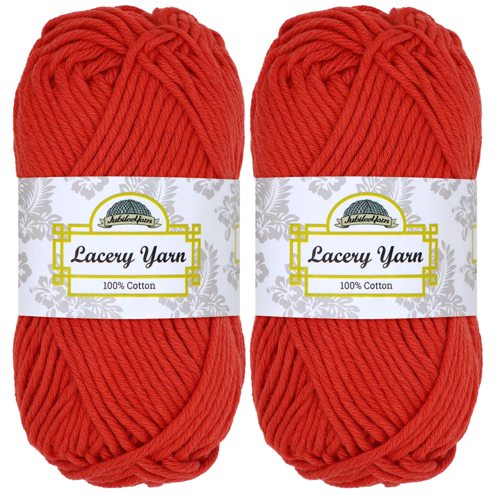 JubileeYarn Lacery Yarn - 100g/Skein Chunky Cotton - Hearts Red - 2 Skeins