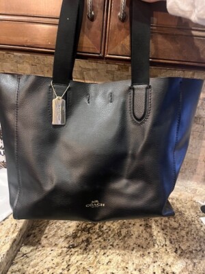 Coach F58660 Soft Black Pebbled Leather Derby Tote - Main Image