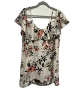 Gibiu Floral Cold Shoulder Ruffle Sheath Dress Mini Dress Relaxed Medium