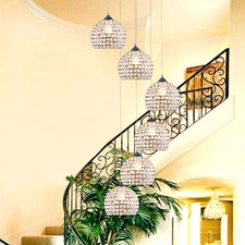 LED modern restaurant chandelier bar crystal pendant lamp stair ceiling light Yc