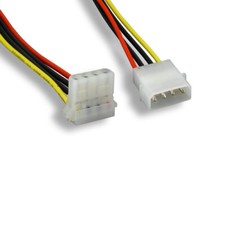 Kentek 8" 18 AWG DC Power Cord Molex 4 Pin LP4 5.25" Male to 90 5.25" Female