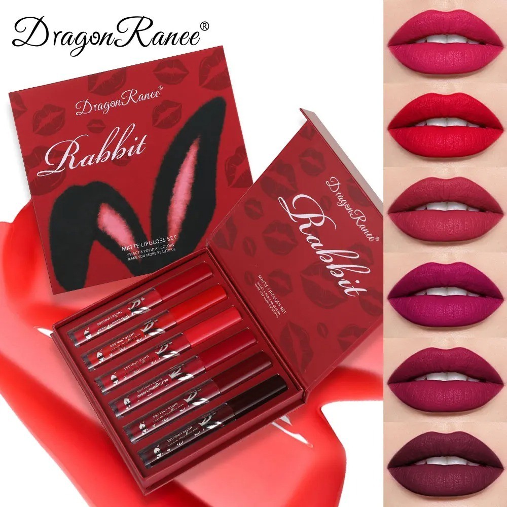 6‑Piece Matte Lip Glaze & Gloss Set Waterproof Long Lasting Non‑Stick Holiday Gi