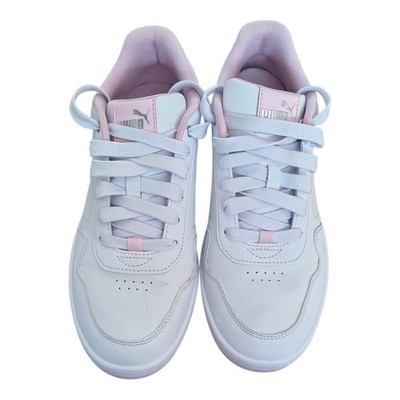 Puma Sneaker Gr. 39 Weiß Rosa Akzente Glattleder-Optik TOP Zustand Damen