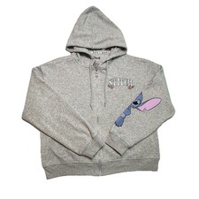 Disney Stitch Hoodie Women s Size Small Gray Full Zip Hooded Sweatshirt
