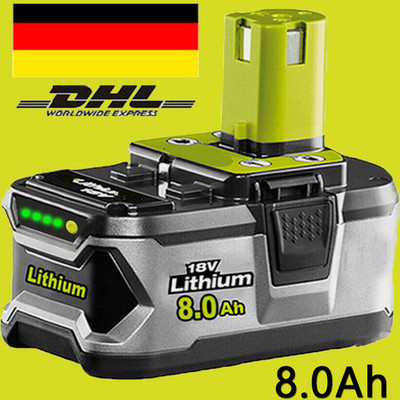 18V 8.0Ah Akku für RYOBI One+ Plus Lithium RB18L50 P108 P104 Batterie