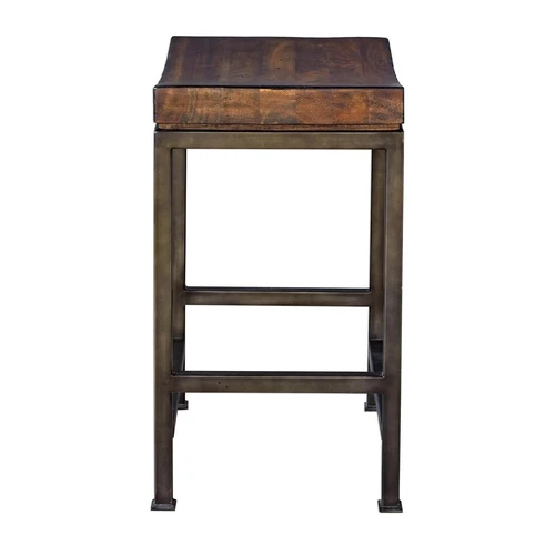 Uttermost Beck Dark Walnut And Brushed Steel Wood Counter Stool - Picture 3 of 6