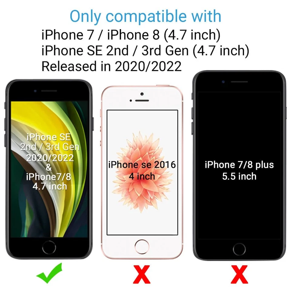 Funda Cartera con Tarjetero para iPhone SE 3(2022)/SE(2020)/8/7, Premium Flor... Foto 3 de 4