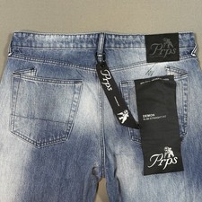 PRPS Jeans Mens 36 Demon Slim Straight Fit Faded Blue Cotton Denim 36x34 New