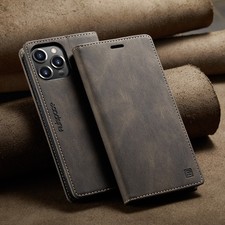 AutSpace-A01 For iPhone 16 15 14 13 12 11 Pro Max Leather Case Card Wallet Cover