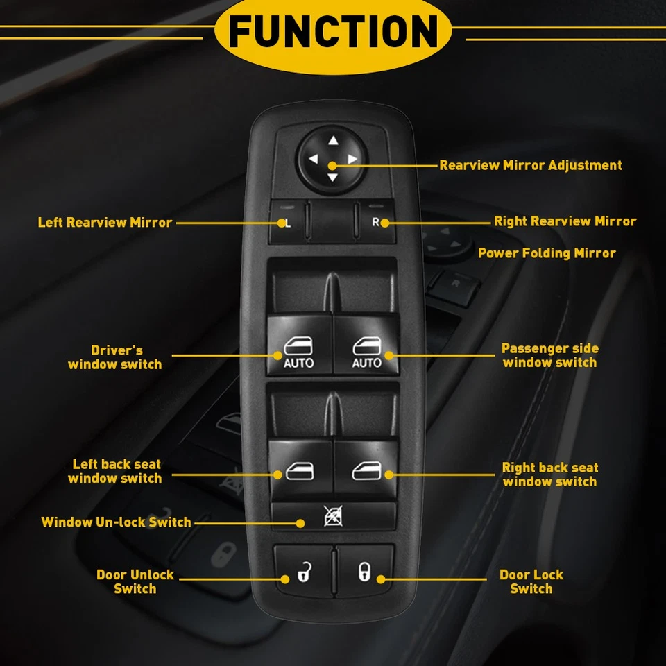 Interruptor de ventana principal compatible con Chrysler Ram Dodge 1500 2015 2013 2500 2014 68110866AA Foto 4 de 4
