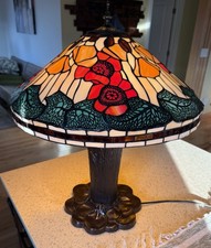 Large Tiffany-Style "Poppy" Table Lamp 23”H