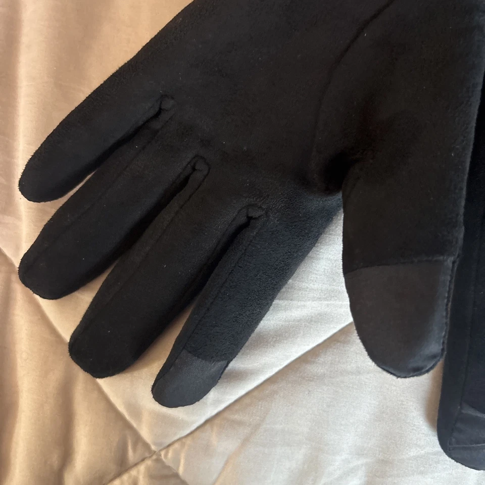 West Loop Men's Knit Glove 3M Thinsulate One Size Black Faux Suede Glove Pair - Image 3 of 4
