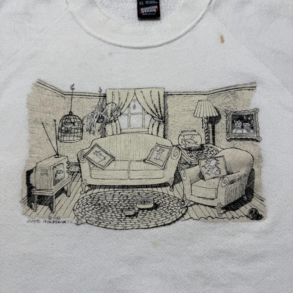 Vintage 80s 1988 Jude Holdsworth Living Room Cozy Couch Art Sweatshirt - XL - image 2 of 4